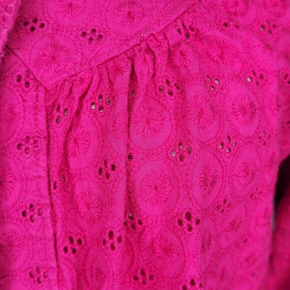 Kim Rogers Pink Eyelet Barbiecore Short Sleeve Bolero Shrug Cardigan Top Small - Picture 2 of 6